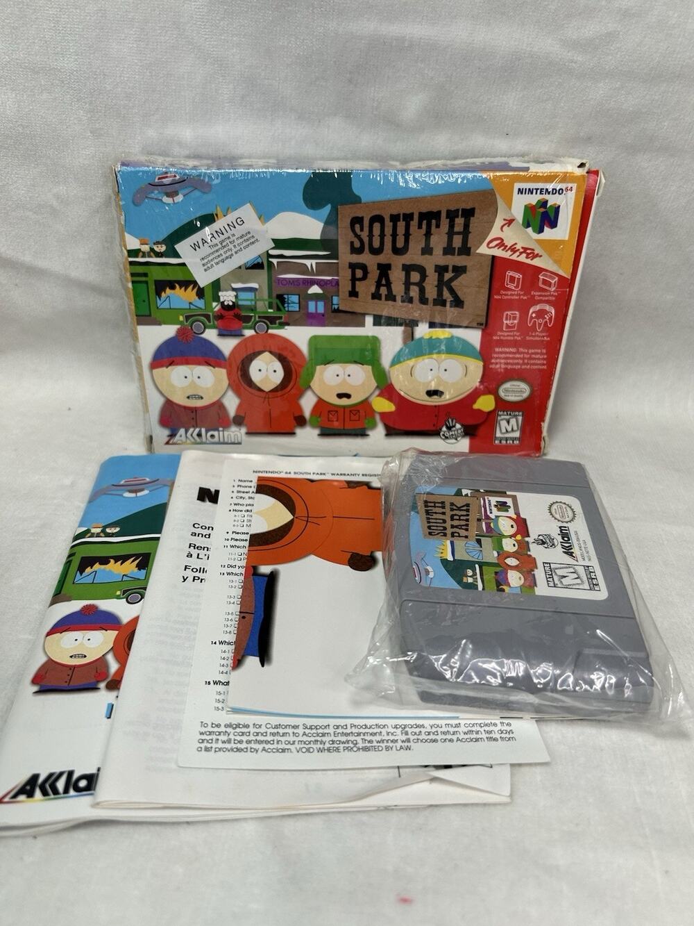 South Park (Nintendo 64 N64) Complete in Box w/ Reg Poster CIB with cellophane